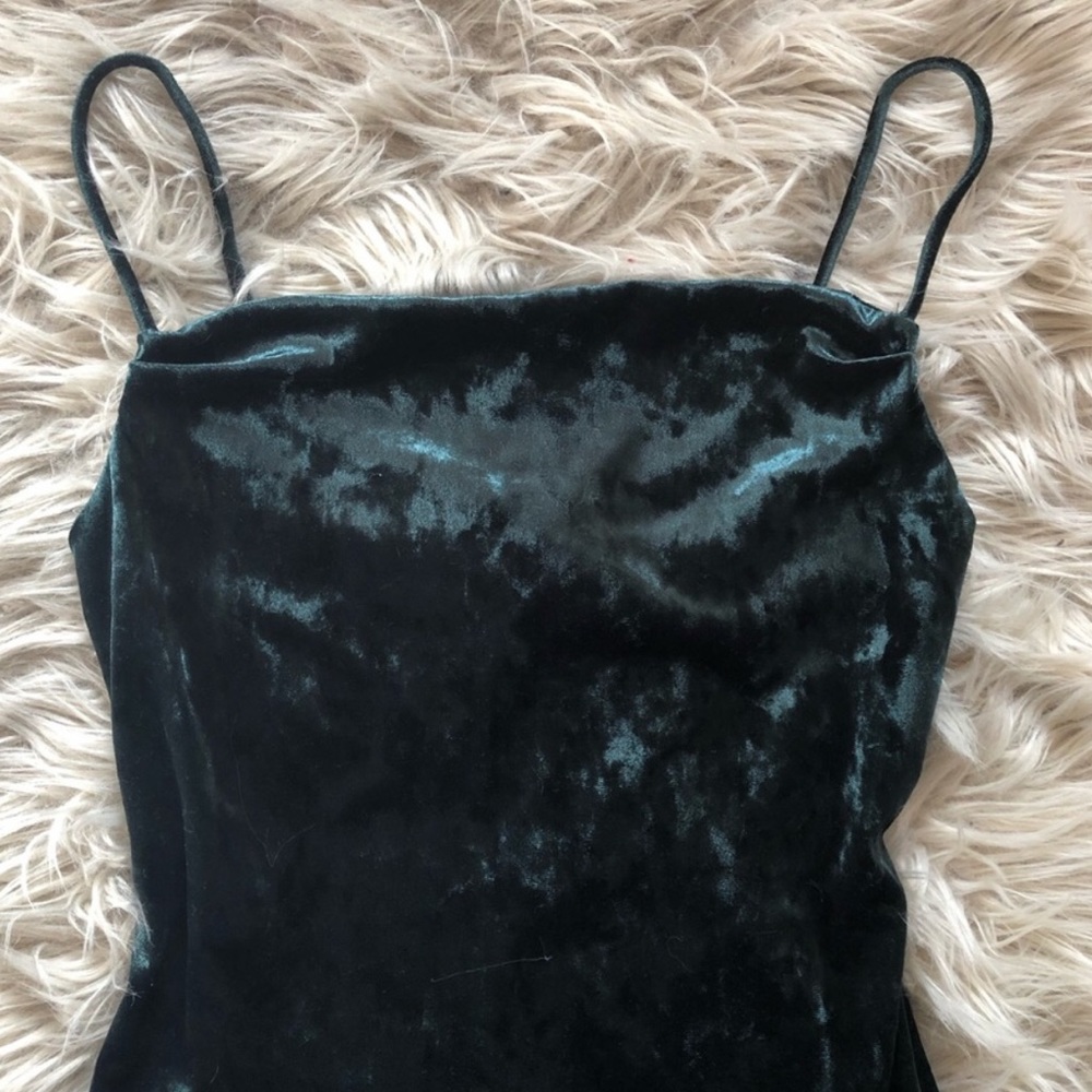 TOP SHOP GREEN VELVET cowl neck slip dress 2 - Picture 3 of 6
